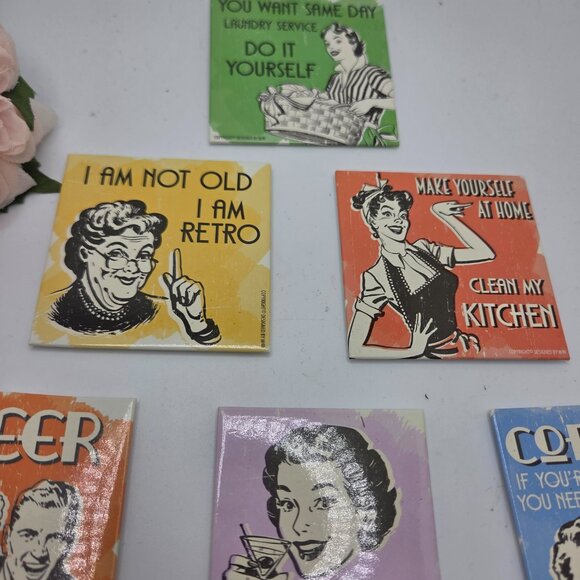 Vintage Style Quote Retro Metal Fridge Magnet Set of 5 - Picture 7 of 12